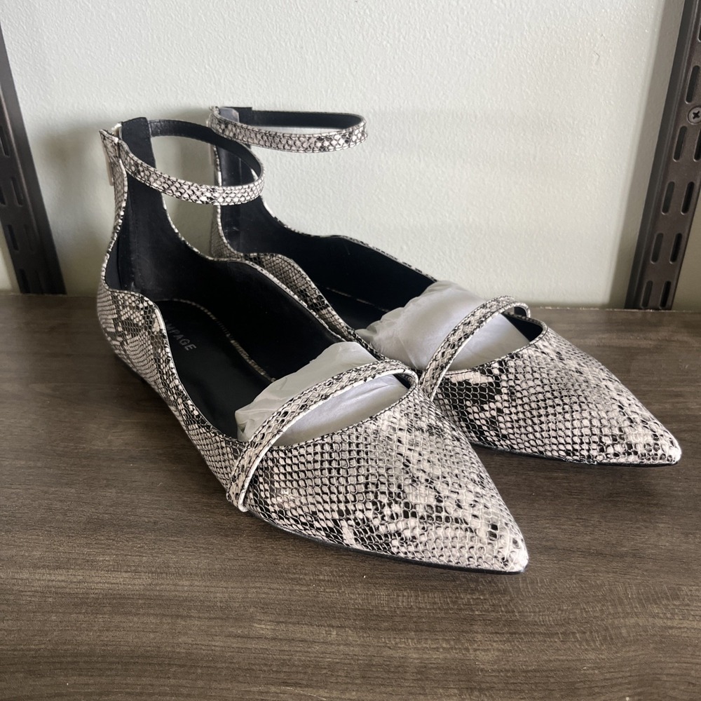 Rampage Snakeskin Flats with Ankle Strap